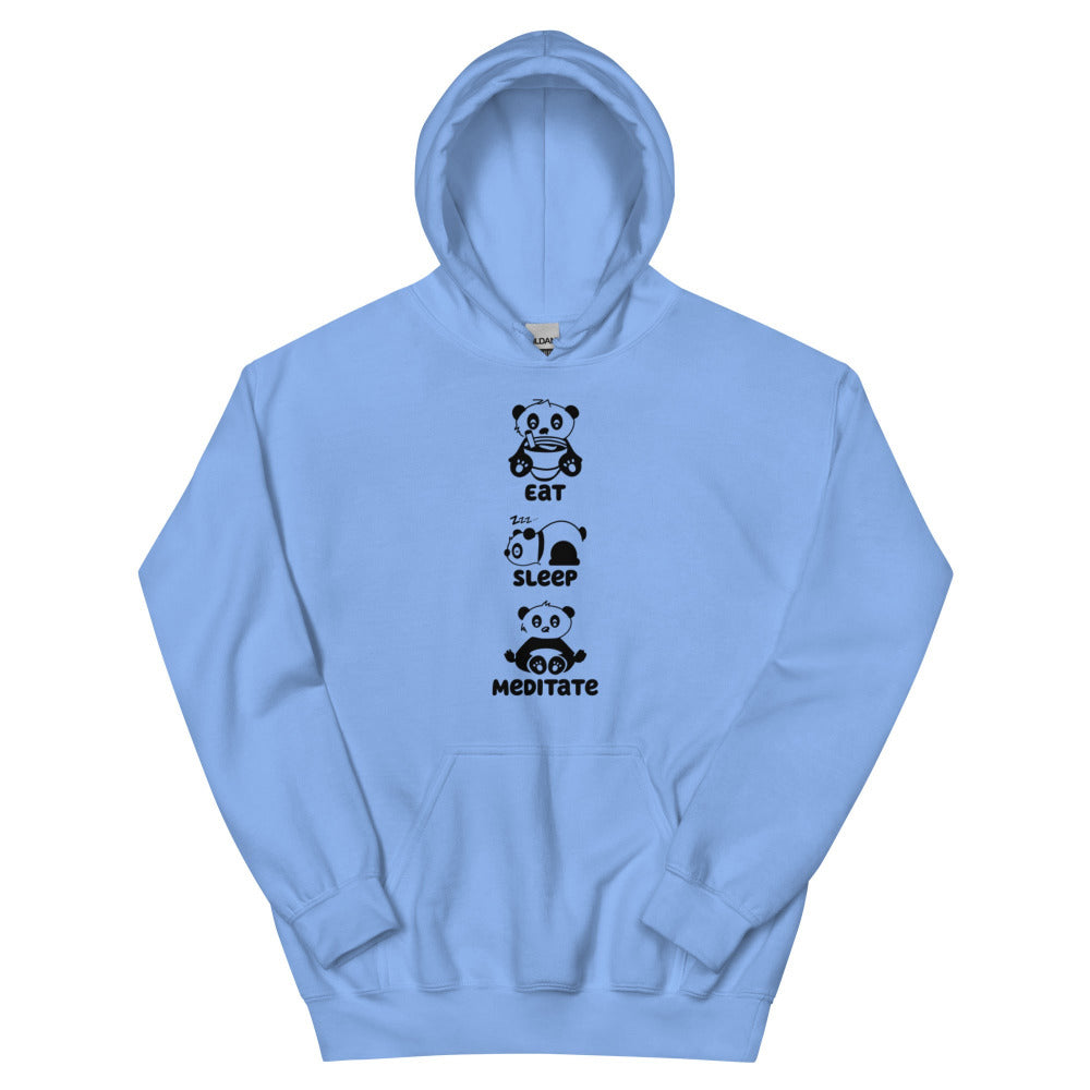 Eat Sleep Meditate Panda Hoodie - Carolina Blue Color - https://ascensionemporium.net